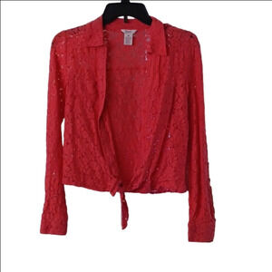 CANDIES BUTTON UP, SIZE MEDIUM, CORAL COLOR. LACE.